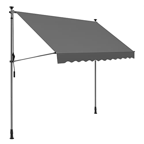 Clamp Awning, 300 x 130 cm, Balcony Awning, Height-Adjustable, with Hand Crank, Sun Protection for Balcony, Patio, Garden, Anthracite