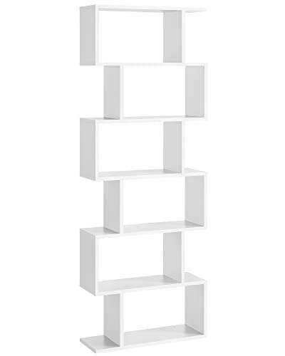 Wooden Bookcase, Cube Display Shelf and Room Divider, 6-Tier Bookshelf, Freestanding Shelving Unit, White