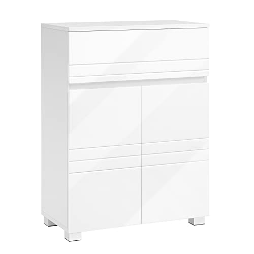 Bathroom Cabinet, Sideboard Cabinet, with Drawer, 2 Doors, Adjustable Shelf, for Hallway, 60 x 30 x 80 cm, White