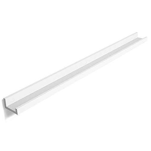 Wall Shelf, Floating Shelf Ledge, for Picture Frames and Books, 110 x 10 cm, High Gloss Finish, White