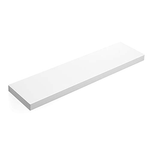 Floating Shelf, Wall Shelf for Books, Photos, Collectibles, Wall-Mounted Office Shelf, 80 x 20 x 3.8 cm, MDF, for Living Room, Kitchen, Hallway, Bedroom, Bathroom, White