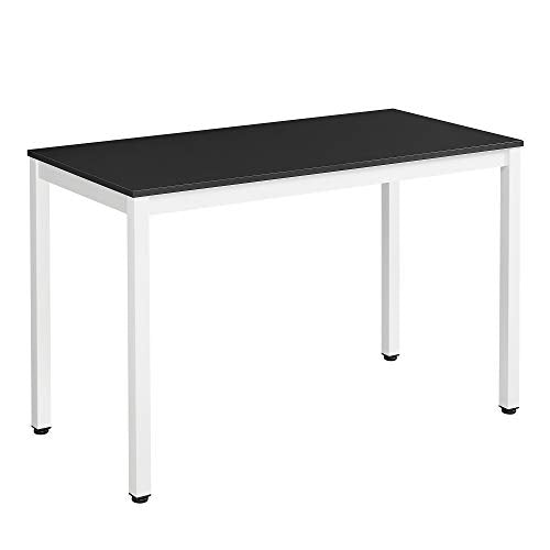 Computer Desk, Writing Table with Large Desktop, Stable Office Desk, Modern Dining Table, Home Office, Easy Assembly, 120 x 60 x 76 cm (L x W x H), Black, White