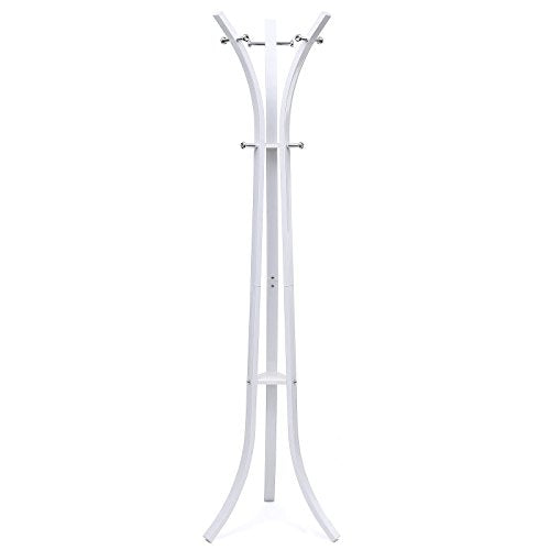 Heavy Duty Coat Hat Stand Rack Garment Coat Tree 9 Hook Metal, 176 cm White