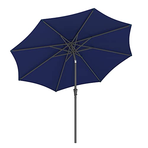 290 cm Garden Parasol Umbrella, UPF 50+, Sun Shade, 30° Tilt in 2 Directions, Crank Handle for Opening and Closing, for Outdoor Gardens Pool Balcony Patio, Base Not Included, Blue