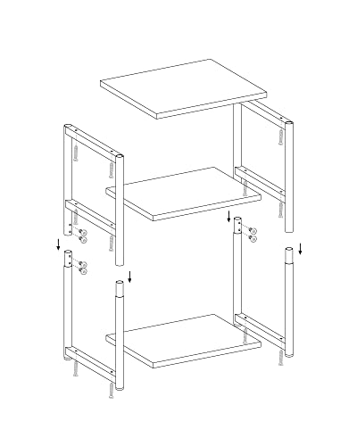 Side Table, Bedside Table, End Table with 2 Storage Shelves, Slim Tall Table, Steel Frame, for Living Room, Sitting Room, Bedroom, Industrial, Rustic Brown and Black