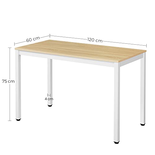 Computer Desk, Study Table, Stable Office Desk, Large Gaming Desk, Easy Assembly, for Home and Office, with Adjustable Leveling Feet, 120 x 60 x 76 cm