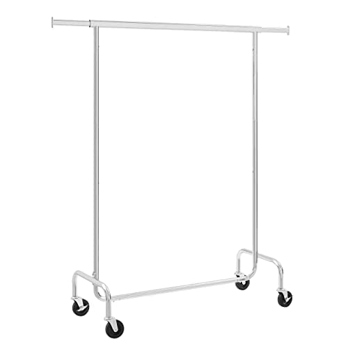 Heavy Duty Clothes Rail Adjustable Metal Chromed Garment Rack, Maximum Capacity 130 Kg, 3.6-4.9 ft Long