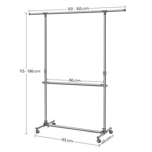 Clothes rack, grey, (101-163) x 49 x (113-198) cm