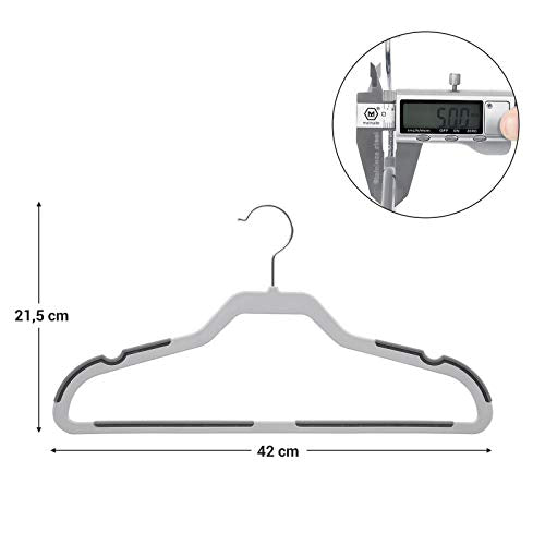 20 Pack Suit Hangers, Flat-Head Design with 360° Swivel Hook, Double Non-Slip Protection, Heavy Duty, for Garments Clothes Shirts Coats Suits, Grey