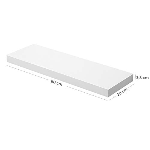 Floating Shelf, Wall Shelf for Photos, 60 cm, Decorations, in Living Room, Kitchen, Hallway, Bedroom, Bathroom, White