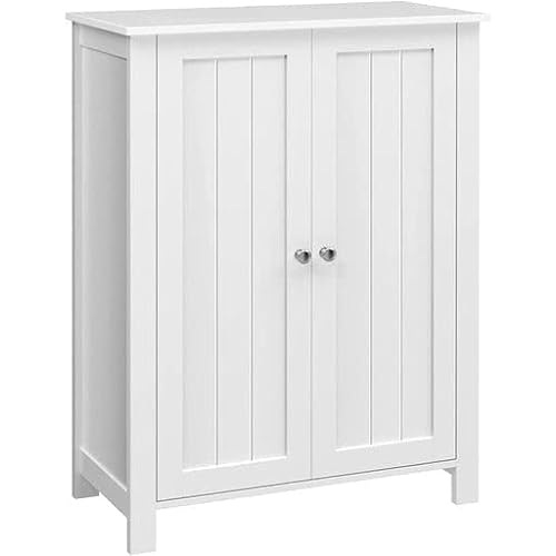 Freestanding Bathroom Cabinet Storage Cupboard Unit with 2 Doors and 2 Adjustable Shelves, White