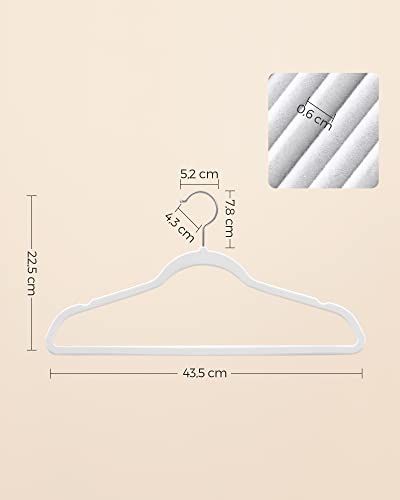 Velvet, Jacket Hanger, Heavy Duty, 360° rotatable Hook, ABS Plastic, Metal, White, 43.5 x 0.6 x 22.5 cm