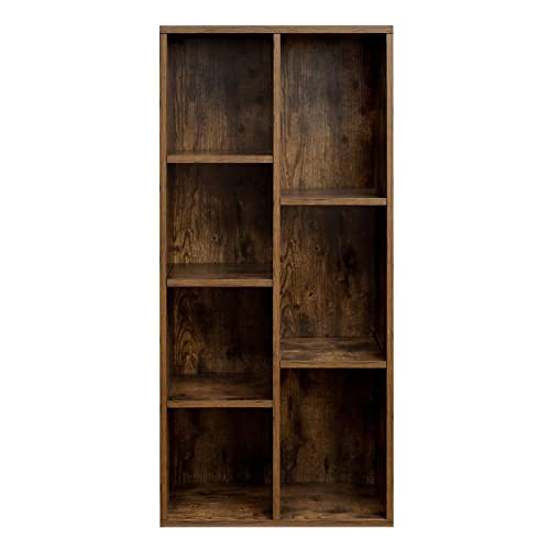 Bookcase, Kid's Bookshelf with 7 Compartments, Freestanding Storage Unit for Decor, in Living Room, Study, and Office, 50 x 24 x 106 cm, Rustic Brown