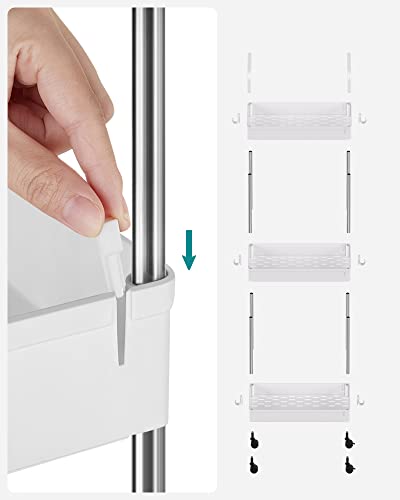 3-Tier Storage Trolley, Kitchen Shelf on Wheels, Bathroom Trolley, Space-Saving, with Handles, 22 x 40 x 67 cm, White