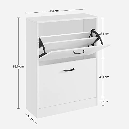 V1 Shoe Cabinet with 2 Doors, Shoe Cabinet with 2 Compartments, for Hallway, Living Room, Bedroom, 60 x 24 x 80 cm, White