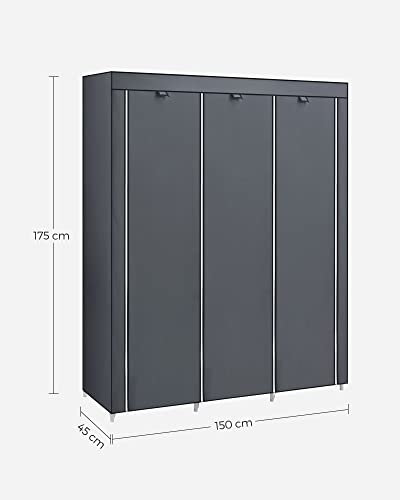 Canvas Wardrobe Bedroom Furniture Cupboard Clothes Storage Organiser Gray 175 x 150 x 45 cm