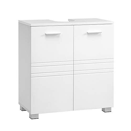 Under Sink Storage Cabinet, Bathroom Vanity Basin Cabinet with 2 Doors, Adjustable Shelf, Bottom Feet, 60 x 30 x 63 cm, White