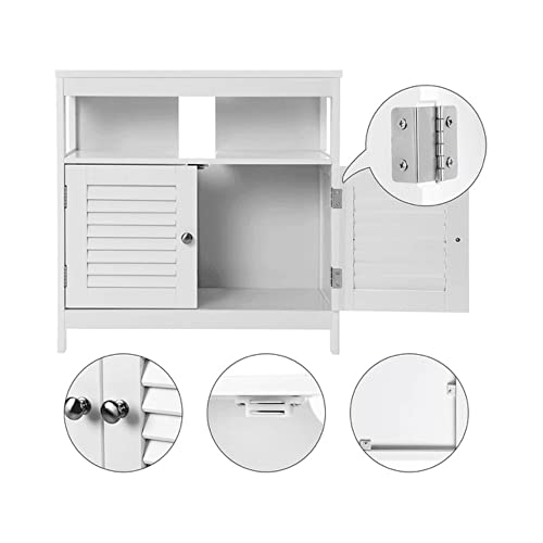 Vanity Unit Without Sink Lots of Storage Space Bathroom Cabinet with Slat Doors 2 White, MDF panels, With Open Compartment, 60 x 30 x 60 cm