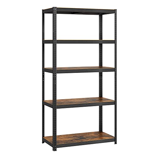 Shelving Unit, 50 x 100 x 200 cm, 875 kg Load Capacity (175 kg per Shelf), Industrial, Adjustable Storage Shelves, for Living Room, Kitchen, Garage, Rustic Brown and Black