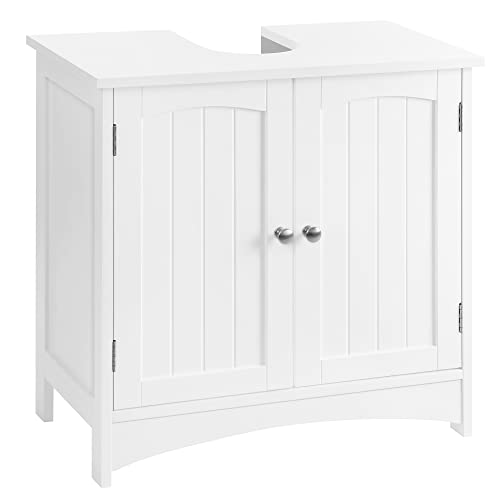 Under Sink Storage Cabinet Bathroom Floor Cabinet with 2 Door Adjustable Shelf 60 x 30 x 60 cm White