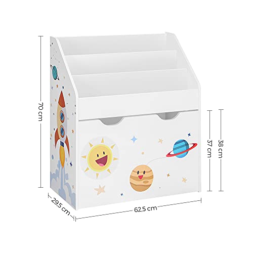 Toy Organiser, Children’s Bookshelf with 3 Shelves, Removable Storage Box with Wheels, Multipurpose, for Children's Room and Playroom, White