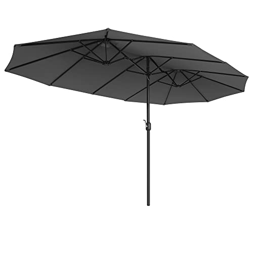 460 x 270 cm Double-Sided Parasol Umbrella, Extra Large Garden Patio Parasol, Twin Sun Shade Canopy, UPF 50+ Protection, Crank, For Market Outdoor Garden Terrace, No Base, Grey