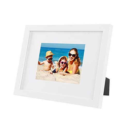 Picture Frame Set of 2, A4 (21x29.7 cm) without Mat, 5x7 inch (13x18 cm) with Mat, Glass Front, Home and Office, White MDF Photo Frames