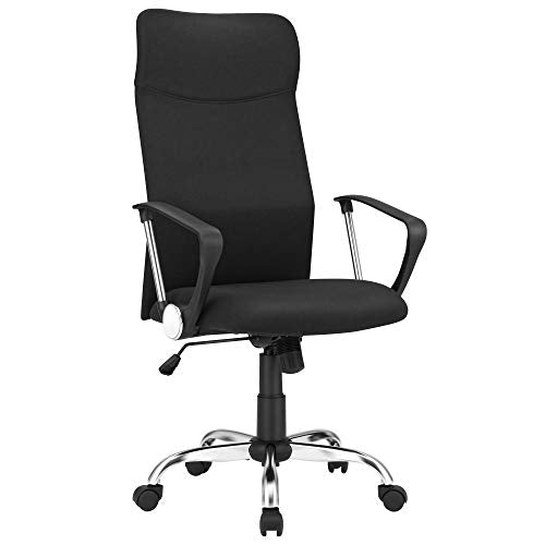 Office Chair Ergonomic Swivel Chair Padded Seat Fabric Cover Adjustable and Tiltable up to 120 kg Load Capacity Black