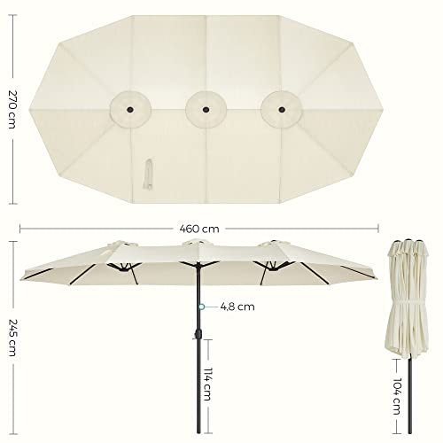 Double Parasol 460 x 270 cm, Extra Large Parasol, Garden Umbrella, UV Protection up to UPF 50+, Patio Umbrella, with Crank, Market, Garden, Balcony, Outdoor, without Stand, Beige