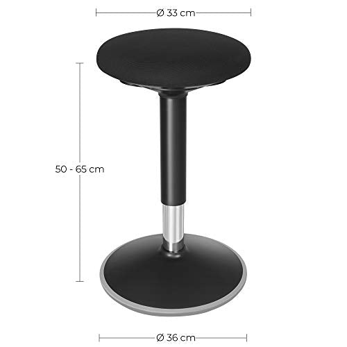 Active Stool, Wobble Stool Standing Desk Chair, Balance Chair, Adjustable Height 55-70 cm, No Assembly Required, Black