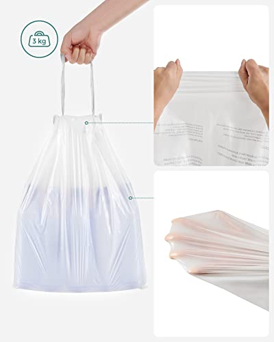 Rubbish Bags with Drawstring, 8L Bin Bags for 3 x 8L Bins from  and 5-8L Bin Code 008A, 2 Rolls, Total 90 Pieces, Waterproof, for Kitchen, White