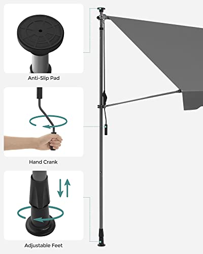 Clamp Awning, 350 x 130 cm, Balcony Awning, Height-Adjustable, with Hand Crank, Sun Protection for Balcony, Patio, Garden, Anthracite