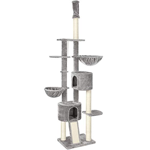 Floor-to-Ceiling Cat Tree, 2.4-2.6 m, Cat Tower, Light Grey