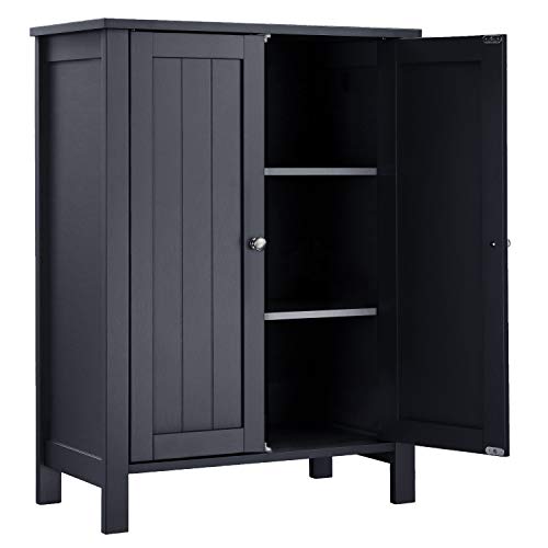 Freestanding Bathroom Cabinet Storage Cupboard Unit with 2 Doors and 2 Adjustable Shelves, Grey