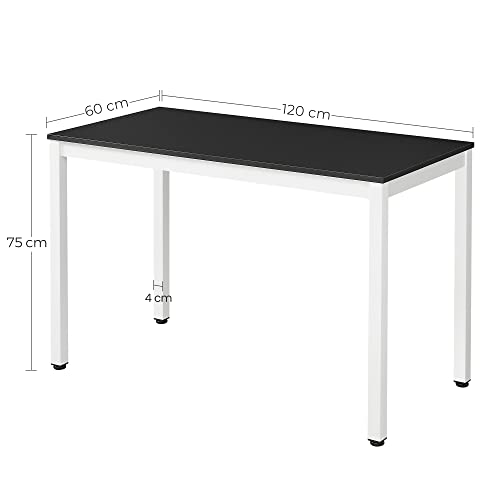 Computer Desk, Writing Table with Large Desktop, Stable Office Desk, Modern Dining Table, Home Office, Easy Assembly, 120 x 60 x 76 cm (L x W x H), Black, White