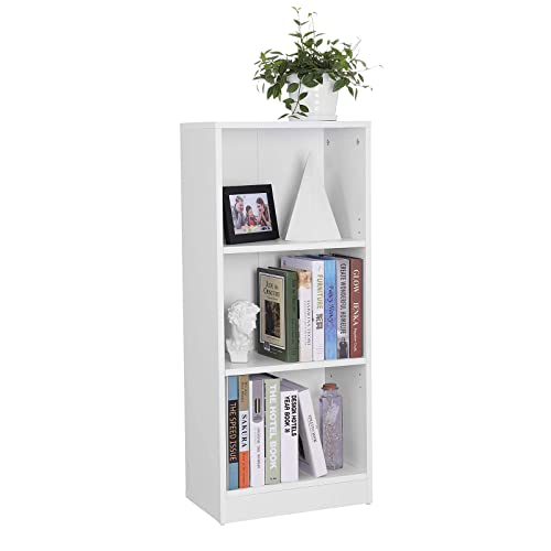 3-Tier Bookcase with Adjustable Shelves, Kid’s Bookshelf and Storage Unit for Study Home Office, 40 x 24 x 93 cm, White