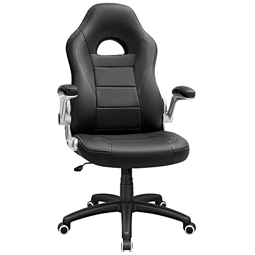 Gaming Chair, Gaming & Racing Chair, E-sports Chair, High Back Office Chair, Adjustable Height, Flip Up Arms, Tilt Mechanism, Black