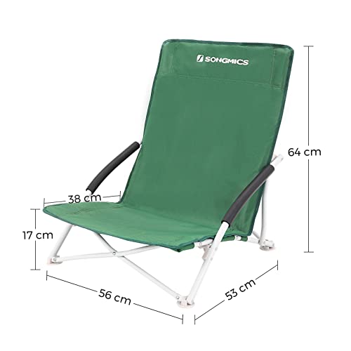 Camping Beach Chair Foldable Load Capacity 140 kg Robust 600D Oxford Fabric Green 64 x 56 x 53 cm , Textile, 56 x 53 x 64 cm