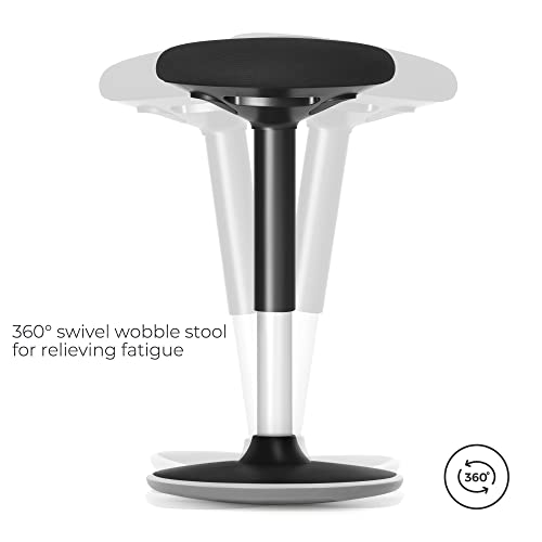 Standing Desk Chair, Standing Stool, Ergonomic Wobble Stool, 360° Swivel Balance Chair, Adjustable Height 60-85 cm, No Assembly Required, Black