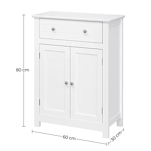 Bathroom Drawer, Kitchen Cabinet in Country House Style, Wood, White, 60 x 80 x 30 cm (W x H x D), MDF panels, 60 x 30 x 80 cm