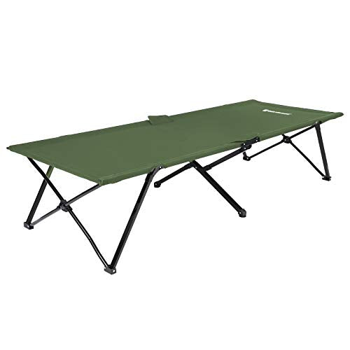 Foldable Camping Bed, Portable Camp Cot Load up to 260 kg, for Hiking and Outdoor Use, 205 x 75 x 46 cm, Navy Green