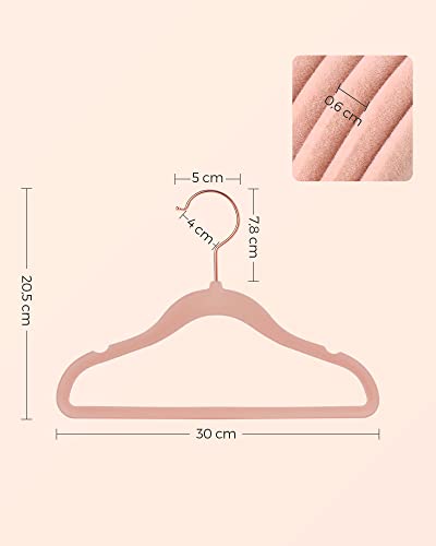 Baby Hangers, Pack of 30 kid’s Velvet Hangers with Rose Gold Hooks, Non-Slip Children’s Hangers for Clothes in Closet, Baby or Children's Coats, Light Pink