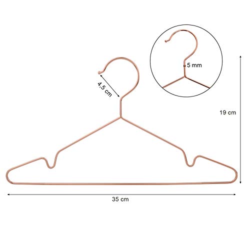 20 piece Children’s/Baby Rose Gold Metal Clothes Hangers 35 cm, Strong Metal Wire Hangers for Baby Clothes Wardrobe Space Saving with Notched Edge