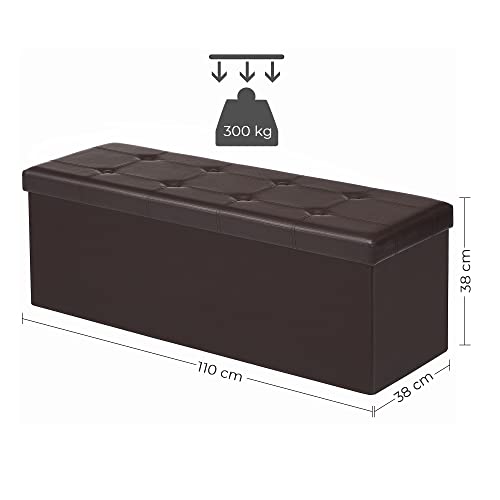 110 x 38 x 38 cm Large Storage Ottoman Toy Chest Max Load 300 kg Brown