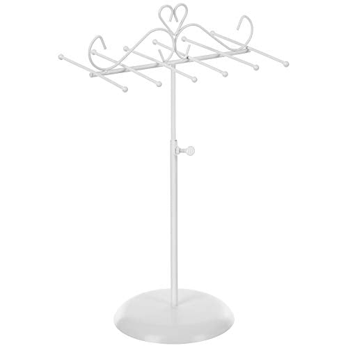 Jewellery Display Stand Holder, Metal Jewellery Rack Tree, for Necklaces, Chokers, Bracelets, Earrings, Gift for Girls Women, White