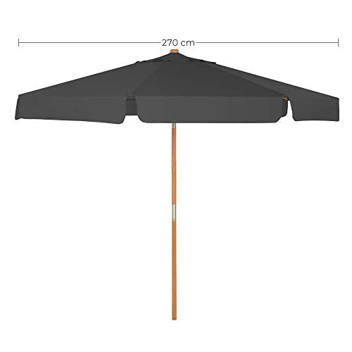 3 m Garden Umbrella, Octagonal Parasol with Sun Protection, Wooden Pole and Ribs, Tilt Mechanism, Base Not Included, for Balcony Terrace Garden Outdoor, Grey