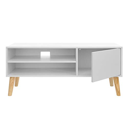 Scandinavian TV Stand, Retro TV Console, Entertainment Centre for Flat Screen TV, Gaming Consoles, in Living Room, Entertainment Room, Office, White