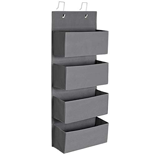 Over-Door Storage with 4 Pockets, Wall Hanging Storage Organiser, Practical and Spacious, for Children’s Room Office Bedroom, 33.5 x 12 x 100 cm, Grey