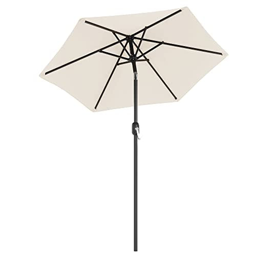 197 cm Garden Parasol Umbrella, UPF 50+, Sun Shade, 30° Tilt in 2 Directions, Crank Handle for Opening and Closing, for Outdoor Gardens Pool Balcony Patio, Base Not Included, Beige