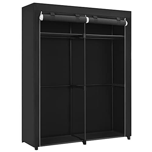 Wardrobe, Clothes Storage Wardrobe for Bedroom with 2 Clothes Rails, Fabric Portable Wardrobe, Collapsible, Clothes Rack, for Closet, 43 x 140 x 174 cm, Black